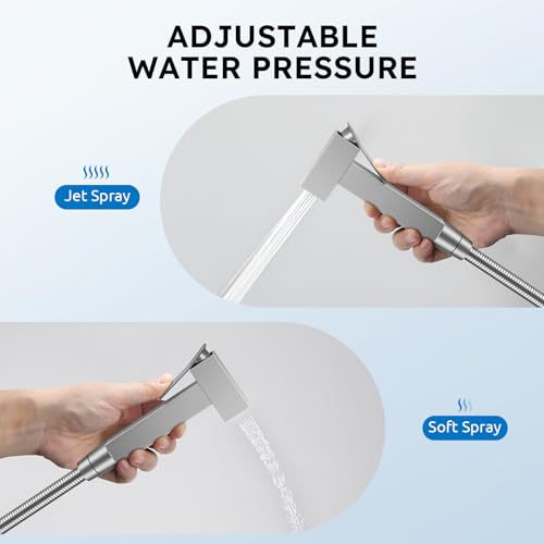 Arofa Built-in Hot and Cold Bidet Sprayer for Toilet, Warm Water Bidet - color: Brushed Nickel, size: Built-in Hot & Cold Water Modes-Square