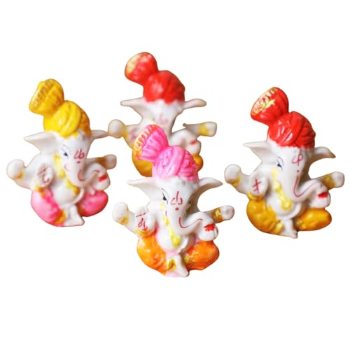 Desi Favors Small Ganesha Idol | Small Statue Hindu Lord Ganesha Figurine for Car Dashboard, Temple & Home Decor Diwali Gifts | Indian God Figurine Mandir Pooja Wedding Gift, 2.3x1.9 Inch (Pack of 4) - style: Small Ganesha Idol