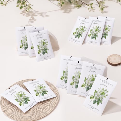 MYARO 12 Pack Jasmine Scented Sachets, Closet Deodorizer Car Air Freshener - color: Jasmine, size: 12 Packs