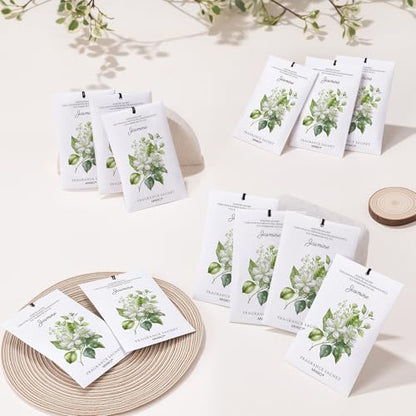 MYARO 12 Pack Jasmine Scented Sachets, Closet Deodorizer Car Air Freshener - color: Jasmine, size: 12 Packs