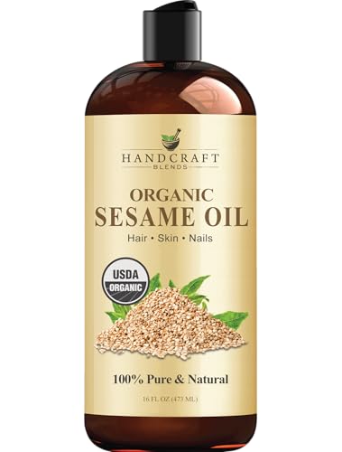 Handcraft Blends Organic Sesame Oil - 16 Fl Oz - 100% Pure and Natural - Premium Grade Carrier Oil for Skin and Hair - Hair and Body - Massage - Expeller-Pressed and Hexane-Free - size: 16 Fl Oz (Pack of 1)