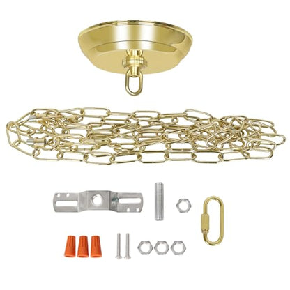 10 Feet Heavy Duty Gold Chain with 5" Light Canopy Kit for Chandelier, Swag Light Kit Light Fixture Mounting Bracket for Hanging Light,L0019 - color: Gold 10 Ft Chain with 5" Canopy