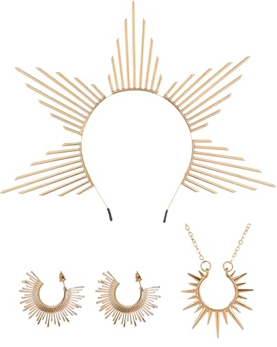 3 Pcs Goddess Costume Accessories Set, Sunburst Crown