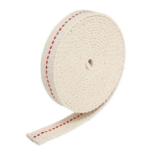 MECCANIXITY Oil Lamp Wick 15mm(5/8") Flat Wide 16.4 Foot Cotton Lanterns Wick with Red Stitch for Kerosene Burner Lighting, 1 Roll - color: Red, size: 15mm(5/8")