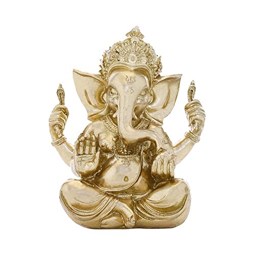 GLOOKS Brass Ganesha Statue/Ganesha Idol 8 Inch for Home Temple