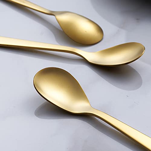 Matte Gold Demitasse Espresso Spoons, Stainless Steel Satin Finish Coffee Spoons, Mini Teaspoons, Sugar Spoons, 4.7-inch, Set of 6, 6-PIECE - color: Gold