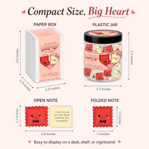 Gifts for Boyfriend, Love Notes Jar with 60 Prewritten Mini Messages - style: Love Notes Stamp