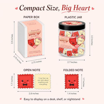 Gifts for Boyfriend, Love Notes Jar with 60 Prewritten Mini Messages - style: Love Notes Stamp