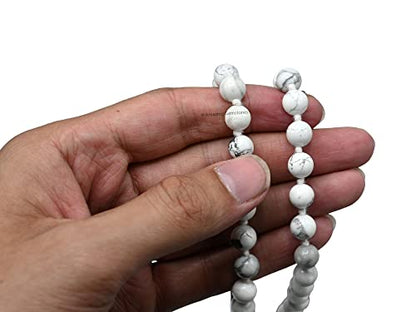 Amazing Gemstone Howlite Mala Beads - 108 Prayer Beads for Meditation and Mindfulness Practice, Handcrafted Mala Beads with Natural Gemstones for Spiritual Healing and Relaxation (Knotted) - color: Howlite, style: Knotted
