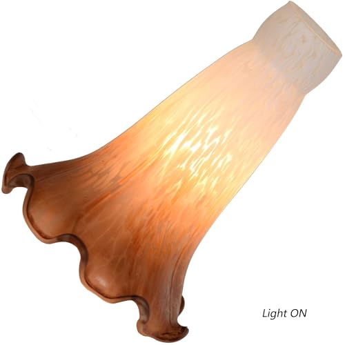 Bieye LS09S Lily Flower Blown Glass Lampshade (White Brown, Opening I.D. 0.87" x O.D. 1") - color: White Brown, size: Small I.D. 0.87" x O.D. 1"
