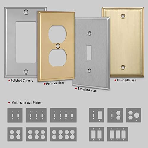 ENERLITES Toggle Light Switch Metal Wall Plate, Mid Size 1-Gang, Silver - color: Stainless Steel, size: Midsize