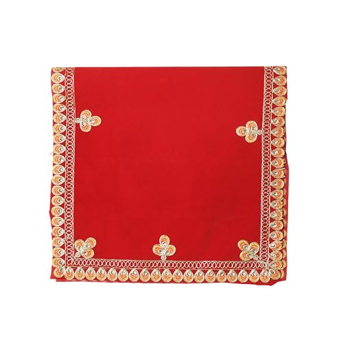 Mat Aasan Pooja Cloth Puja Table God Idol Puja Temple Altar Cloth (14"X18")