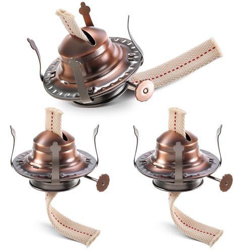 Hortsun 3 Pcs Oil Lamp Burner Parts #2 Brass 1 3/16" Screw,Copper Color - color: Copper Color