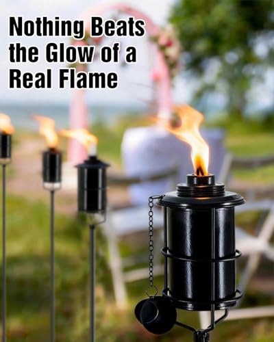 4 Pcs 59In High 16oz Metal Citronella Torches for Outside Garden Decor