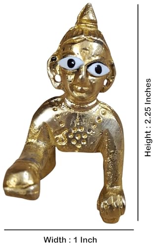 Ladoo Gopal Brass Murti | 2.25 Inches Small Bal Krishna Idol in Solid Brass | Handcrafted Baby Gopal Statue for Home Mandir, Puja Room, Gifting & Janmashtami - size: Ladoo Gopal-S