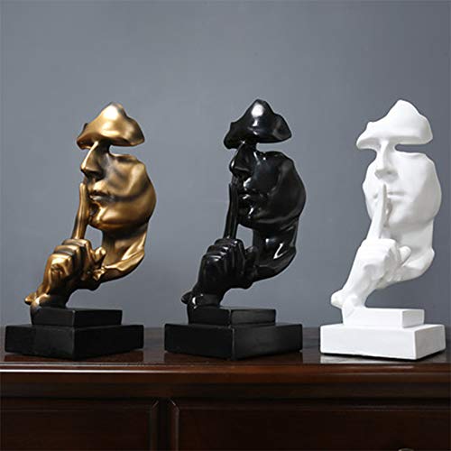 aboxoo Thinker Statue, Silence is Gold Abstract Art Figurine(Gold) - color: Gold, size: Medium