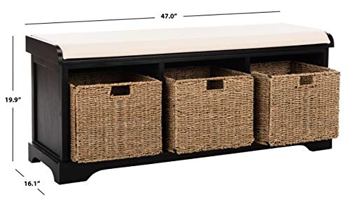 SAFAVIEH Furniture - Lonan Storage Bench - Black - Solid Wood - Farmhouse Lift-Top Design - Ideal for Entryway, Living Room, Hallway, 18" Seat Height (AMH5733E) - color: Black