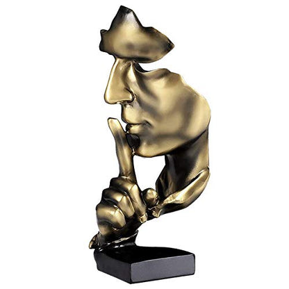 aboxoo Thinker Statue, Silence is Gold Abstract Art Figurine(Gold) - color: Gold, size: Medium