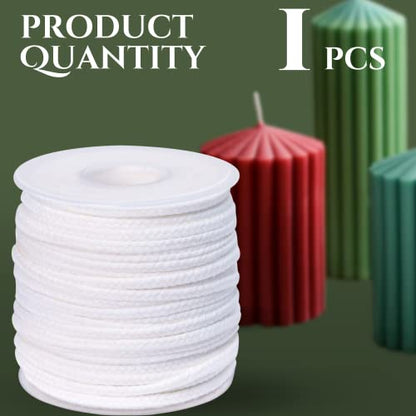 24 PLY Braided Candle Wick Spool White Woven Wicks Cord for Candle Making 200 Foot Lacing Roll for DIY Craft Cotton Cord