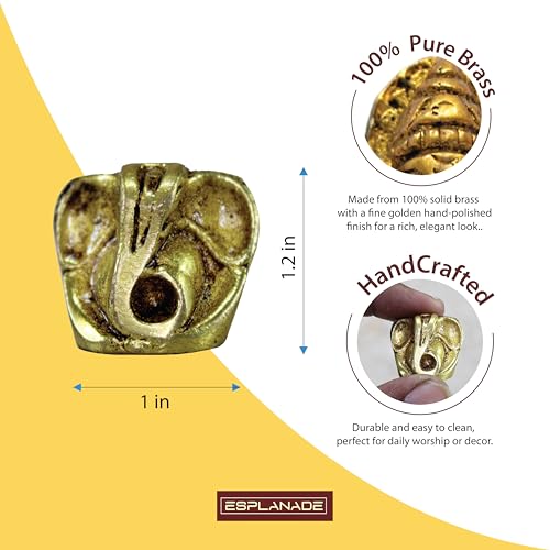 eSplanade Brass Ganesha Idol - 1.2 inches (Small Size) | Home Decor | Ganesh Ganesha | Bal Ganesh | Ganpati Ganapati Murti Statue (Modern) - style: Modern