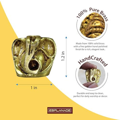 eSplanade Brass Ganesha Idol - 1.2 inches (Small Size) | Home Decor | Ganesh Ganesha | Bal Ganesh | Ganpati Ganapati Murti Statue (Modern) - style: Modern
