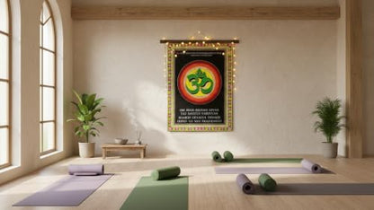Om/Aum Cotton Batik Wall Hanging Painting Yoga : Size 43"x30" Inches - color: Aum/ Om