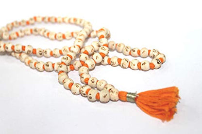 IS4A White Tulsi Japa Mala 108+1 8mm Hare Rama Hare Krishna Beads