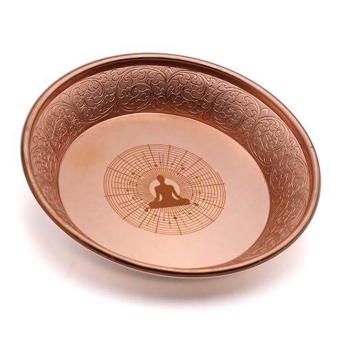 Copper Offering Prayer Ritual Bowl Plate - Great for use Meditation,Witches,Smudging, Incense,Candle Dish, Ash Catcher,Jewelry Dish (Meditation Poster) - style: Meditation Poster