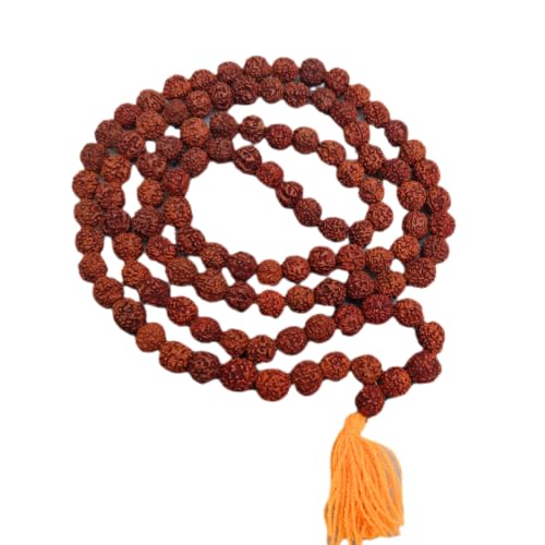 Natural Rudraksha Japa Mala with Japa Bag 12mm, 108+1 Beads – Hindu Prayer Rosary for Mantra Chanting, Meditation, Yoga, Pooja & Spiritual Practice | Sacred Rudraksha Beads Mala for Men & Women