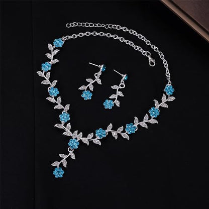 Kamirola Tiaras and Crowns for Women,Tiaras Earrings Necklace, Crystal Bridal Jewelry Set, Costume Party Halloween Prom Pageant Jewelry for Women(TR45) - color: Lackblue