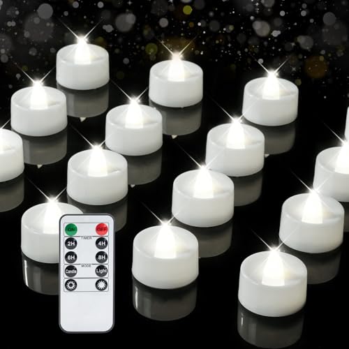BEICHI 12Pcs Flameless LED Tea Lights with Remote & Timer,White Base,400Hrs - color: Pure White Light, White Shell, size: 12-Pack