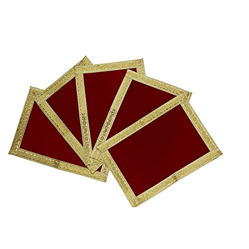 Set of 5 Mat Aasan Pooja Cloth God Idol Puja Temple Altar Cloth (7"X10") - color: Marron