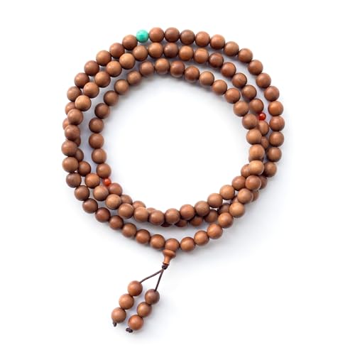108 Mala Bead Bracelets, Authentic White Sandalwood Bead Necklace - size: 6mm beads