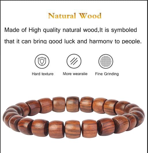 Prayer Bead bracelet Mala Beaded Bracelets for Men Women 12/15MM … - color: 8*9mm Barrel beads Black Rosewood