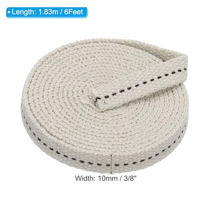 PATIKIL 3/8" Wide 6 Feet 100% Cotton Flat Wick, Oil Lamp Wicks with Black Stitch for Kerosene Lamp Lantern Oil Burner - color: Black, size: 3/8" x 6 Feet