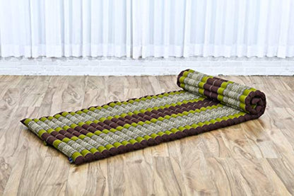 Leewadee Thai Roll Mat 75 x 28 inches Kapok Firm - color: Sf20 - Brown, Green, size: M: 75x28"