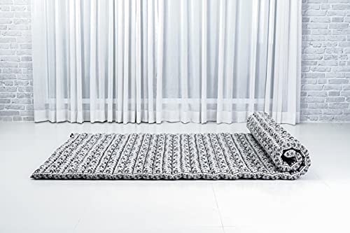 Leewadee Wide Thai Roll Mat 75 x 39 inches Kapok Firm - color: El2 - Black, size: L: 75x39"