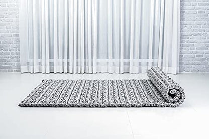 Leewadee Wide Thai Roll Mat 75 x 39 inches Kapok Firm - color: El2 - Black, size: L: 75x39"