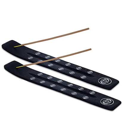 Bless-International Traditional-Handmade-Burner Wooden-Incense-Stick-Holder Ash-Catcher-Stand for-Aromatherapy-Meditation-Yoga (Black Strength) 10 Inches, Pack of 2 - color: Black Strength,10 Inch, size: Two Holders