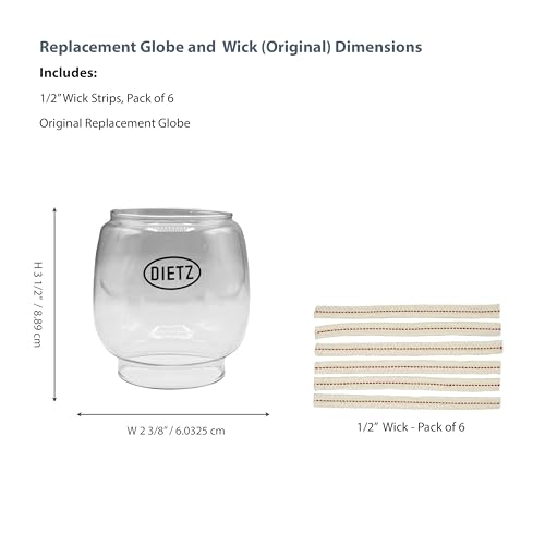 Light of Mine - Dietz #76 Original Lantern with Replacement Wick Strips (#76 Replacement Globe & Wick) - style: #76 Replacement Globe & Wick