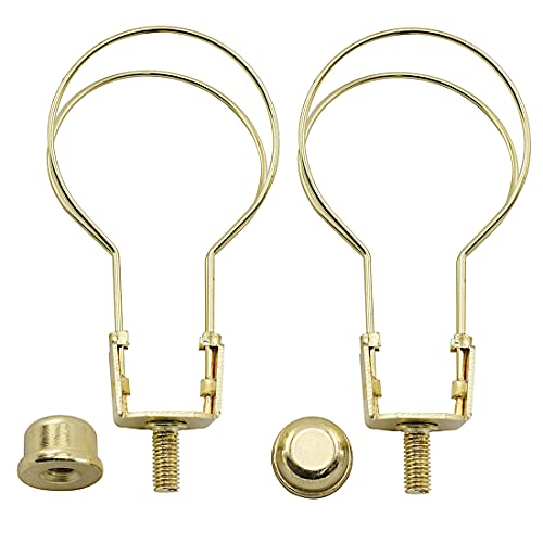 2 Set Lamp Shade Light Bulb Clip Adapter with Solid Lamp Finial - color: Gold