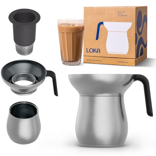 Loka Chai Maker 20oz - Authentic Masala Teapot - No-Spill Silicone Strainer - style: Silicone Strainer