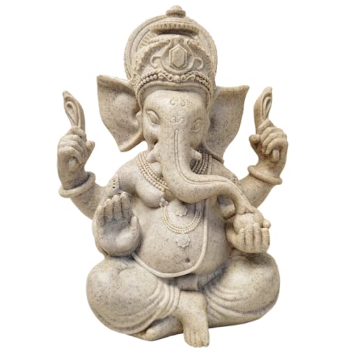 Indian God Lord Ganesha Statue,Hindu Elephant Statue Ganpati Idol Buddha Sculptures,Hindu Gift,Home Temple Mandir Meditation Yoga Room Decor 7.87"(Sandstone) - color: Sandstone, size: 7.87"