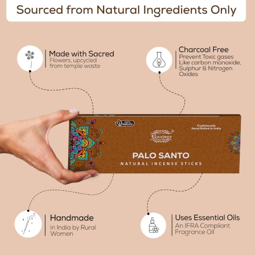 Pure Palo Santo Incense Sticks, 100%-Natural Charcoal Free Organic Non Toxic Clean Burning Handmade Insence Sticks 100 gm Pack, Meditation Gifts – Spritual Cleansing - color: Palo Santo