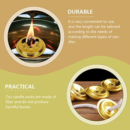 Brass Tube Wick Holder & Wick for Oil Cups, Glass Candles