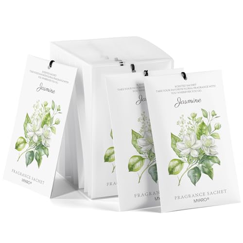 MYARO 12 Pack Jasmine Scented Sachets, Closet Deodorizer Car Air Freshener - color: Jasmine, size: 12 Packs