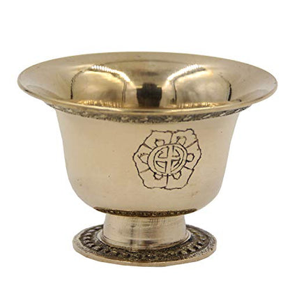 DharmaObjects Ghee Lamp Holder Candle Holder Tibetan Brass Oil Butter Lamp Buddhist Supplies (Medium)