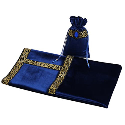 BLESSUME Wicca Square Altar Tarot Table Cloth for Reading with Card Pouch 24.4 * 24.4 inch (Blue 2) - color: Blue 2