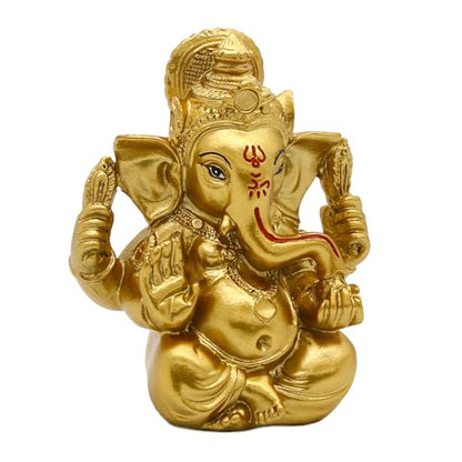 alikiki Indian God Lord Ganesh Statue - Hindu God Golden Ganesha Idol Figurines for Car Dashboard Decor Hindu Gift Indian India Home Temple Mandir Pooja Item Diwali Gifts Room Altar Decor
