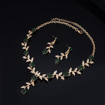 Kamirola Tiaras and Crowns for Women,Tiaras Earrings Necklace, Crystal Bridal Jewelry Set, Costume Party Halloween Prom Pageant Jewelry for Women(TR45) - color: Gold Green